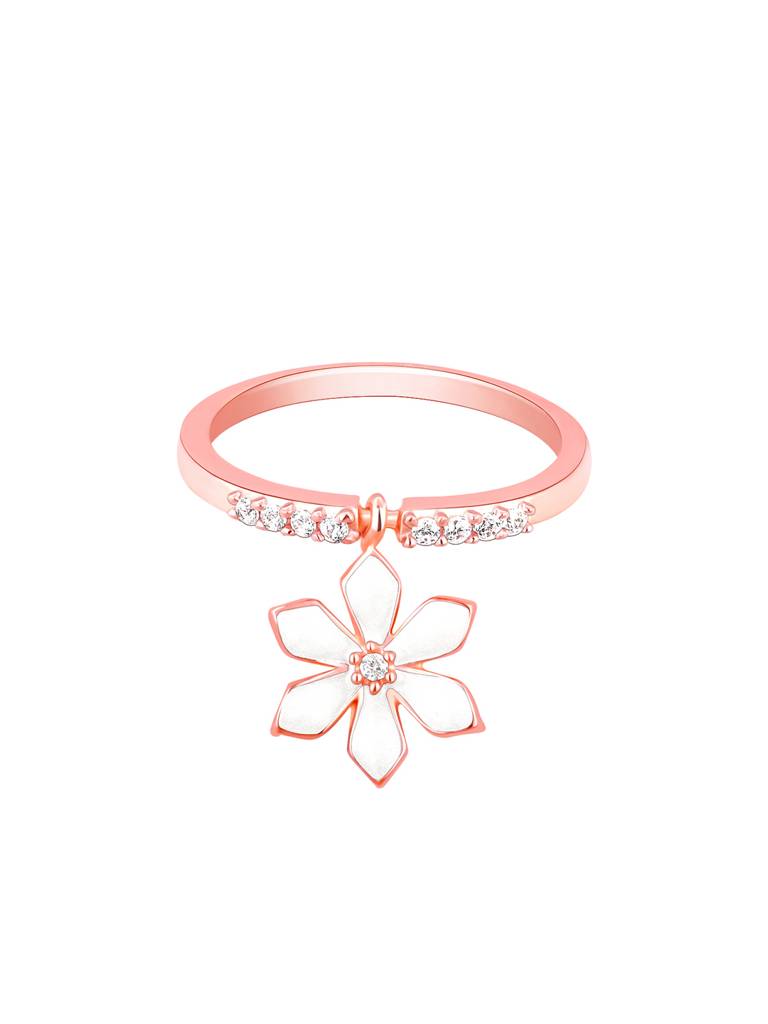Giva 925 Sterling Silver Bhumi Rose Gold White Musli Flip Ring