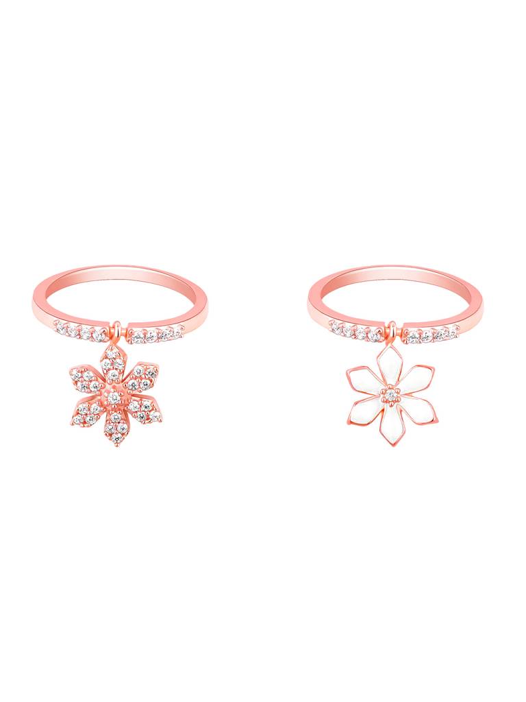 Giva 925 Sterling Silver Bhumi Rose Gold White Musli Flip Ring