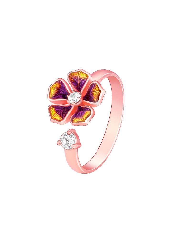 Giva 925 Sterling Silver Bhumi Rose Gold Belle Mallow Spin Ring