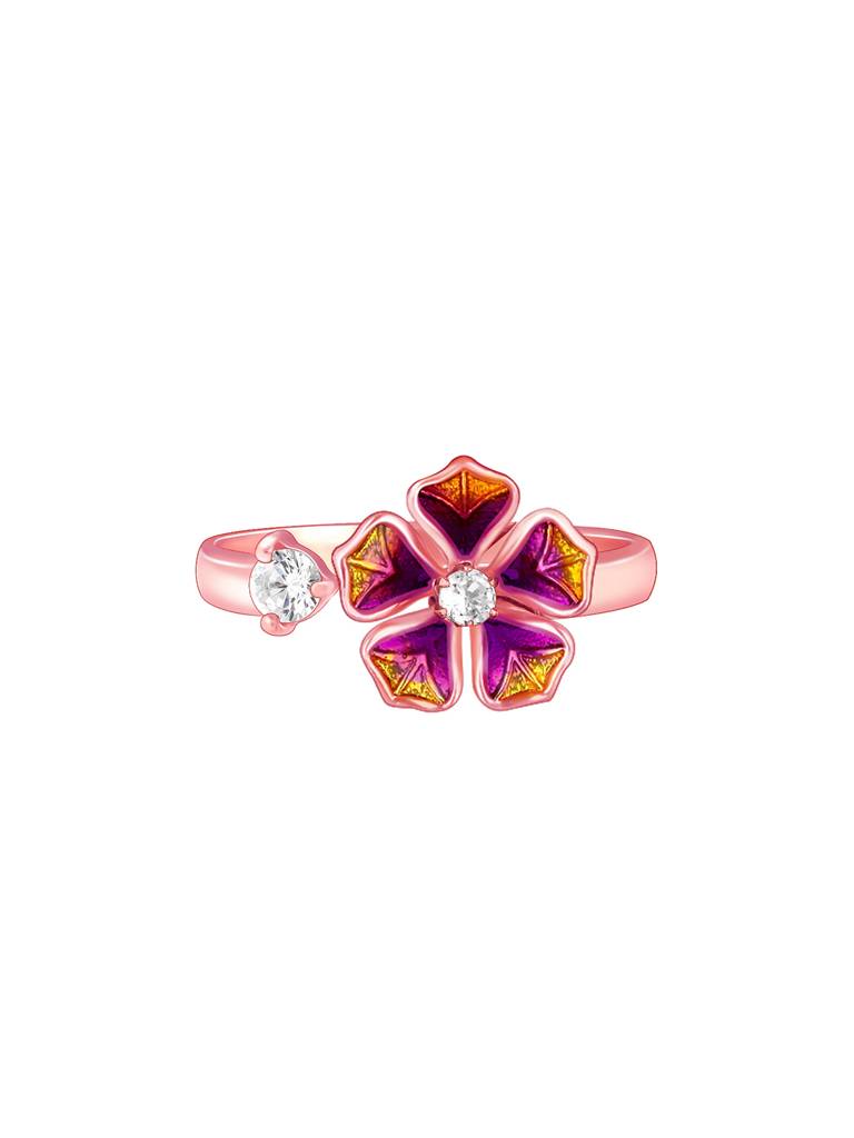 Giva 925 Sterling Silver Bhumi Rose Gold Belle Mallow Spin Ring