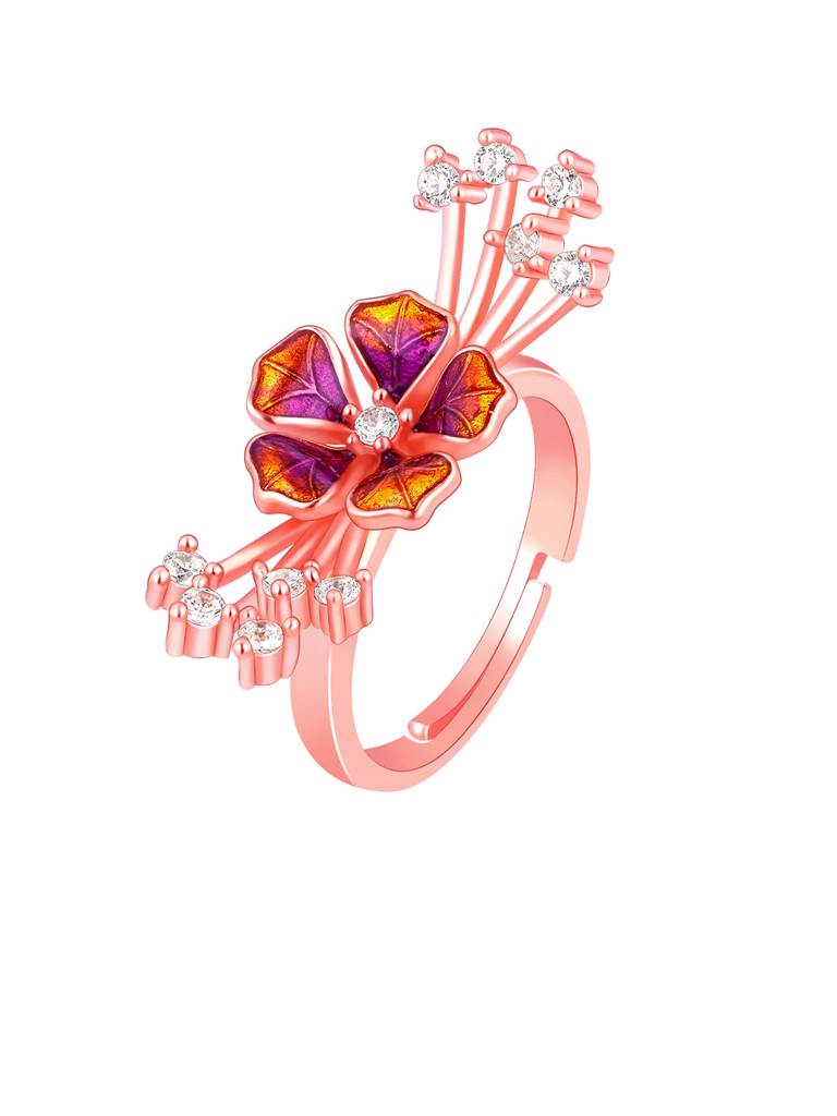 Giva 925 Sterling Silver Bhumi Rose Gold Bell Mellow Crest Ring