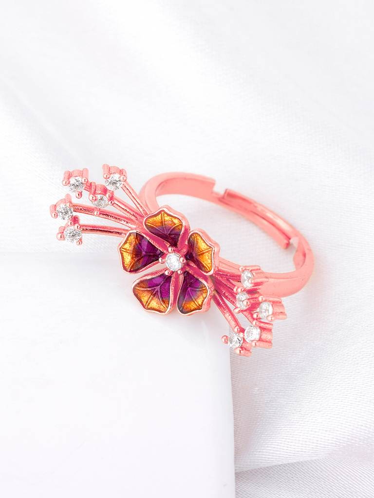 Giva 925 Sterling Silver Bhumi Rose Gold Bell Mellow Crest Ring