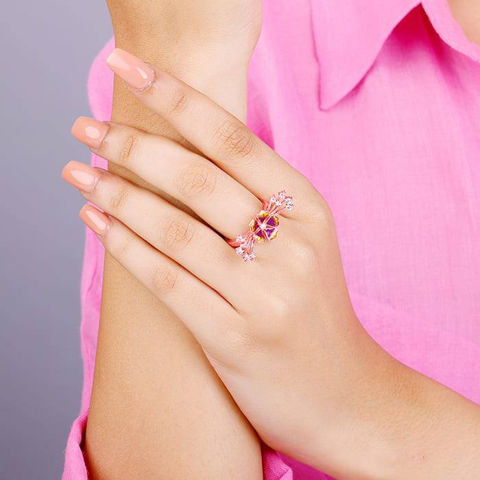 Giva 925 Silver Bhumi Rose Gold Bell Mallow Crest Set| Gifts For Women And Girls | With Certificate  : R01335ER02402