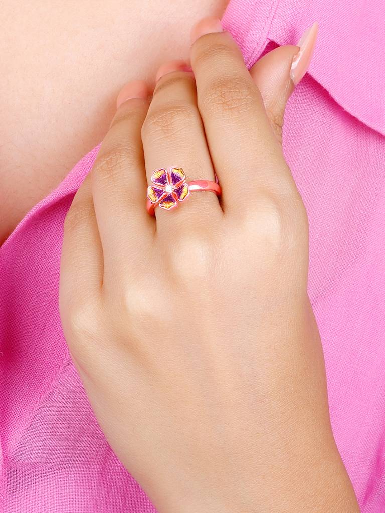 Giva 925 Sterling Silver Bhumi Rose Gold Bell Mellow Ring