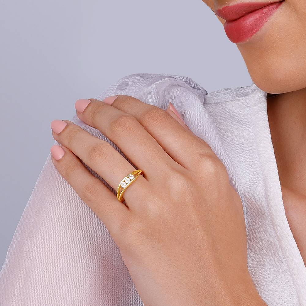 Giva 925 Sterling Silver Golden Wave Crest Ring,Fixed Size,Indian - 12 : R01337