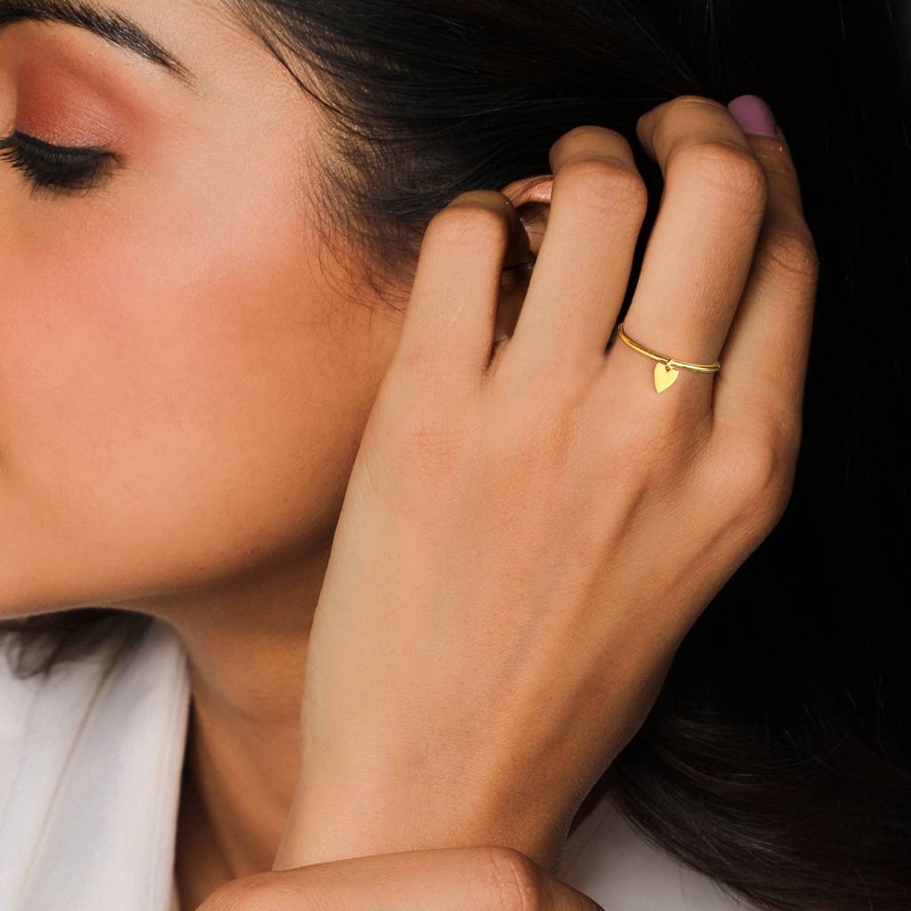 Golden Dangling Heart Ring : R0133