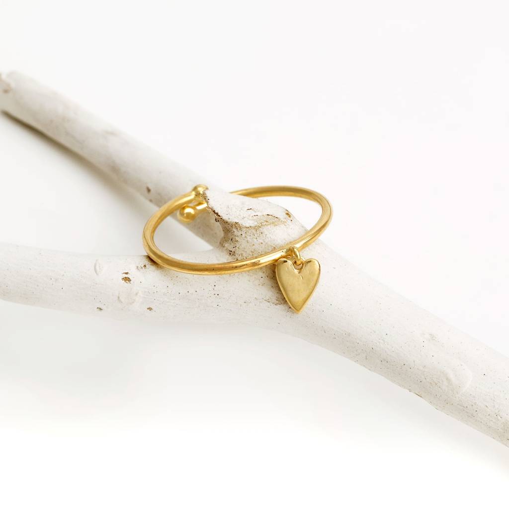 Golden Dangling Heart Ring : R0133