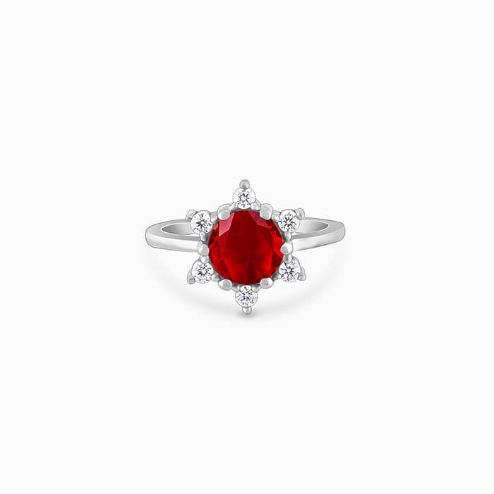 Giva 925 Sterling Silver Blooming Red Ring,Fixed Size, Indian - 12 | Gifts For Women And G : R01340