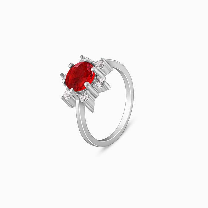 Giva 925 Sterling Silver Blooming Red Ring,Fixed Size, Indian - 12 | Gifts For Women And G : R01340