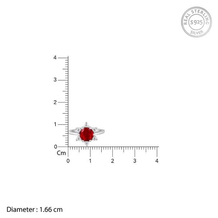 Giva 925 Sterling Silver Blooming Red Ring,Fixed Size, Indian - 12 | Gifts For Women And G : R01340
