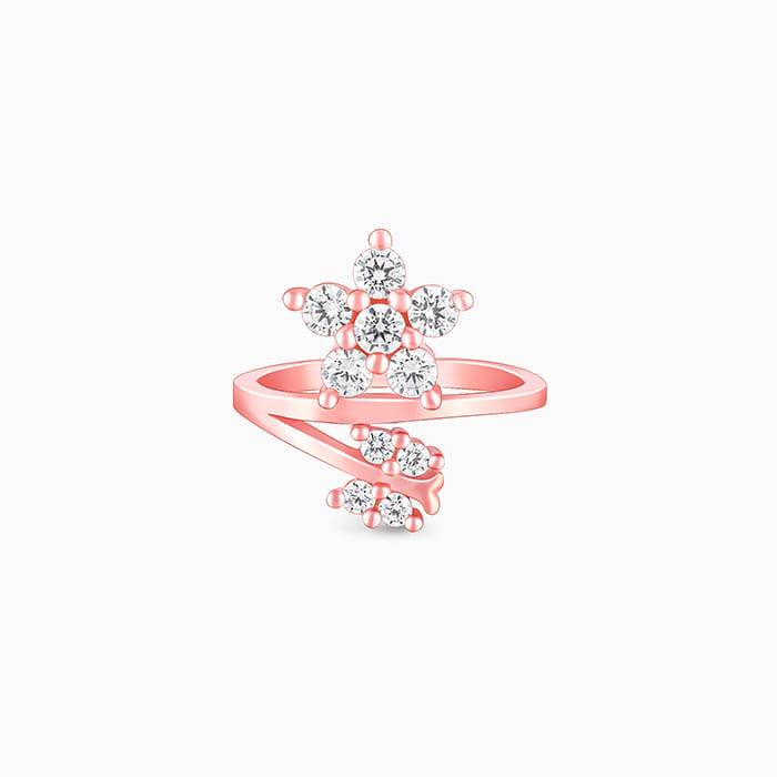 Giva 925 Sterling Silver Rose Gold Butterfly Flower Ring,Fixed Size,Indian - 11 | Gifts Fo : R01347