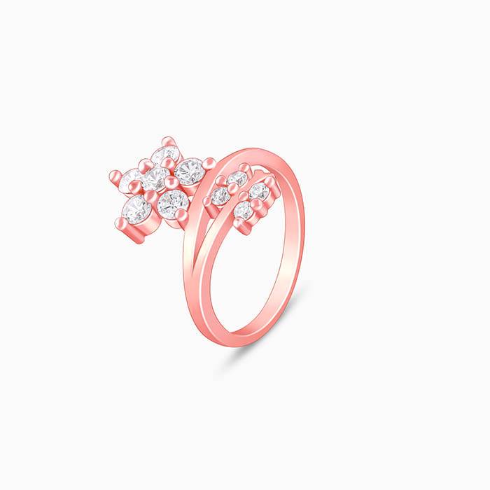 Giva 925 Sterling Silver Rose Gold Butterfly Flower Ring,Fixed Size,Indian - 11 | Gifts Fo : R01347