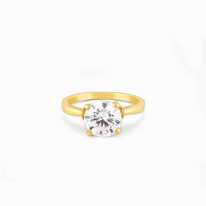 Giva 925 Sterling Silver Golden Zircon Ring,Fixed Size, Indian - 12 | Gifts For Women And  : R01352