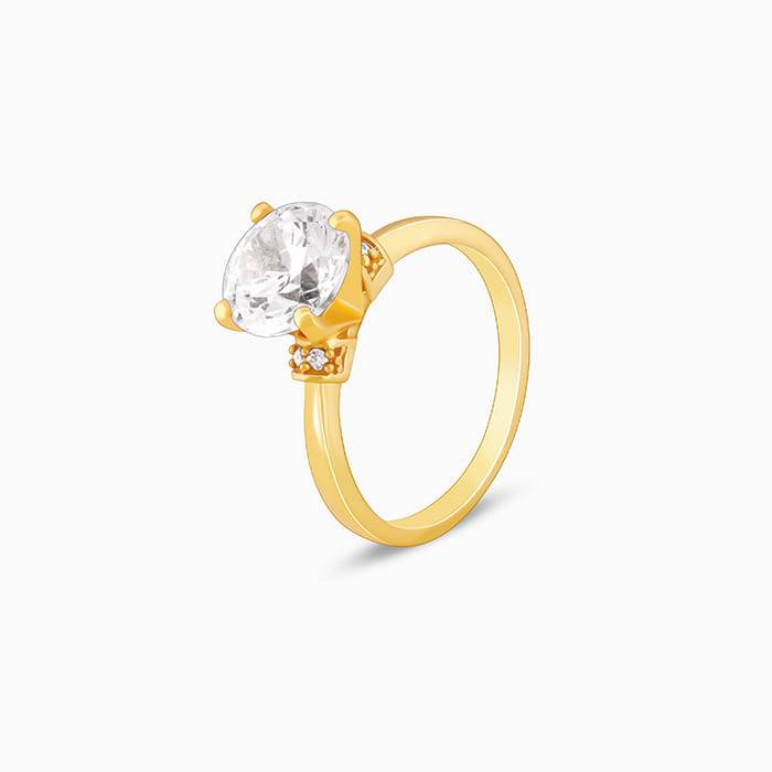 Giva 925 Sterling Silver Golden Zircon Ring,Fixed Size, Indian - 12 | Gifts For Women And  : R01352