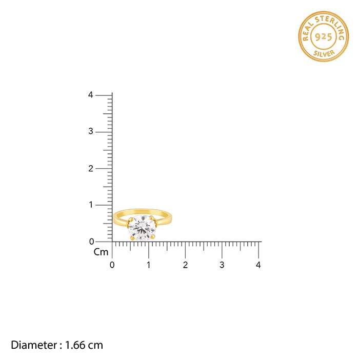 Giva 925 Sterling Silver Golden Zircon Ring,Fixed Size, Indian - 12 | Gifts For Women And  : R01352