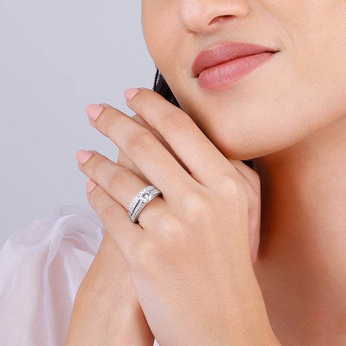 Giva 925 Sterling Silver Solitaire Couple Ring,Fixed Size Indian - 12, Us - 6 | Gifts For  : R01360