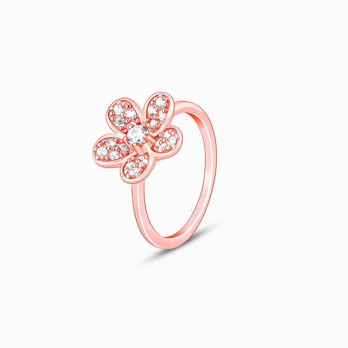 Giva 925 Sterling Silver Rose Gold De Flores Ring,Fixed Size, Indian - 12| Gifts For Women : R01362