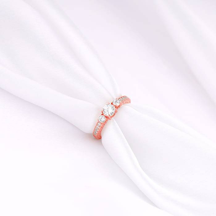 Giva 925 Sterling Silver Rose Gold Splendid Shine Ring ,Fixed Size,Indian - 12, Us - 6| Gi : R01363