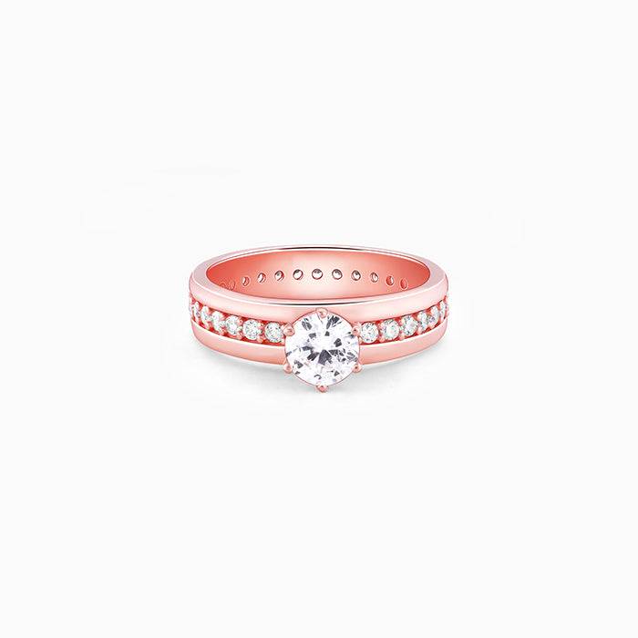 Giva 925 Sterling Silver Rose Gold Bright Trail Ring,Fixed Size, Indian - 12| Gifts For Wo : R01364