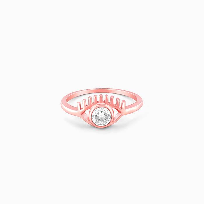Giva 925 Sterling Silver Rose Gold Beauty Blinks Ring,Fixed Size, Indian - 12 | Gifts For  : R01365