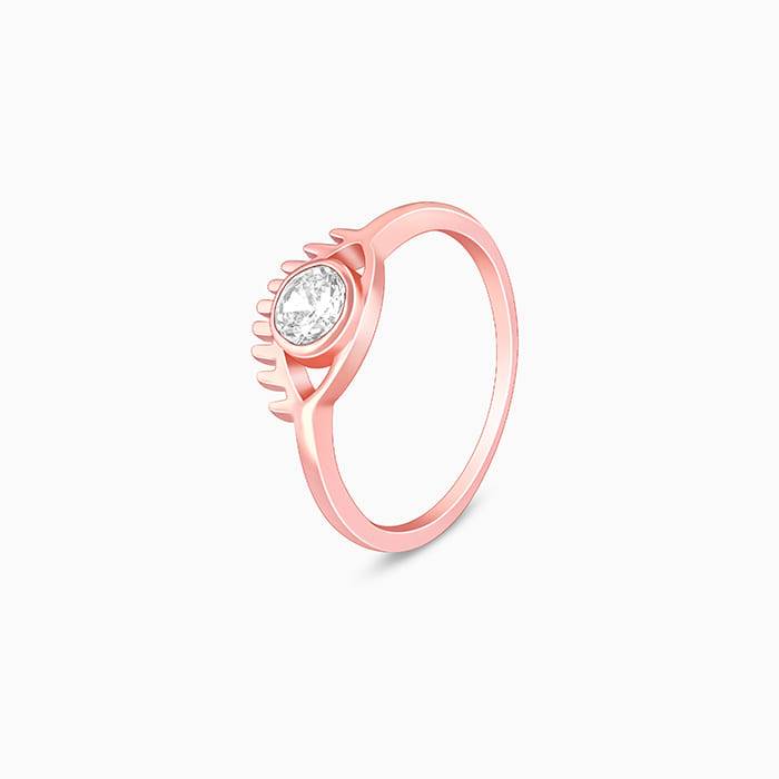 Giva 925 Sterling Silver Rose Gold Beauty Blinks Ring,Fixed Size, Indian - 12 | Gifts For  : R01365