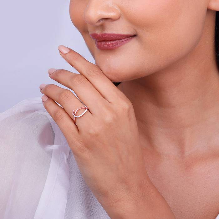 Giva 925 Sterling Silver Rose Gold Noah'S Arc Ring,Fixed Size, Indian - 12, Us - 6| Gifts  : R01367