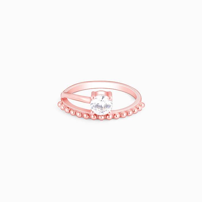 Giva 925 Sterling Silver Rose Gold Solitary Spark Ring, Fixed Size ,Indian - 12, Us - 6| G : R01368