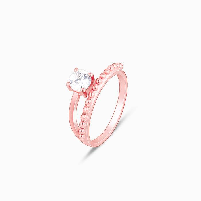 Giva 925 Sterling Silver Rose Gold Solitary Spark Ring, Fixed Size ,Indian - 12, Us - 6| G : R01368