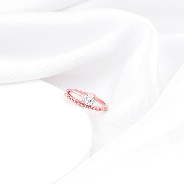Giva 925 Sterling Silver Rose Gold Solitary Spark Ring, Fixed Size ,Indian - 12, Us - 6| G : R01368