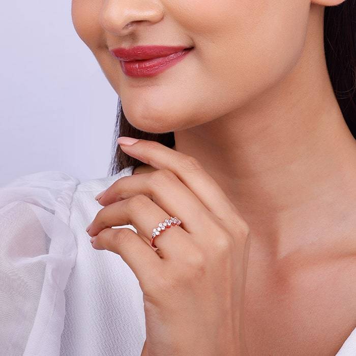 Giva 925 Sterling Silver Rose Gold Not Dicey Ring, Fixed Size, Indian - 12, Us - 6 | Gifts : R01369