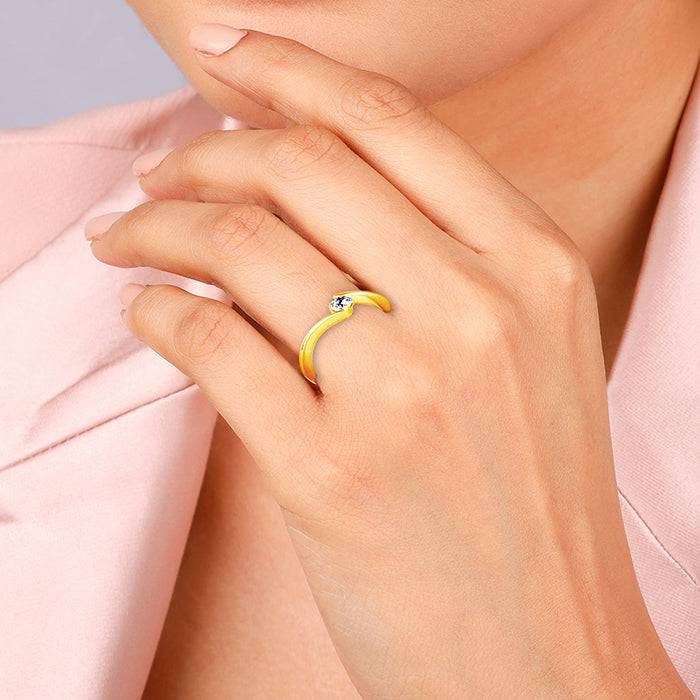Giva 925 Sterling Silver Golden Splendor Ring, Fixed Size ,Indian - 12, Us - 6 | Gifts For : R01371