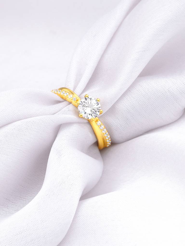 Giva 925 Sterling Silver Golden Elegance In Wave Ring