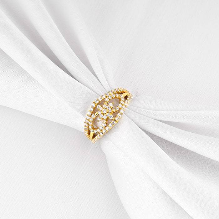 Giva 925 Sterling Silver Golden Islimi Ring,Fixed Size, Indian - 12| Gifts For Women And G : R01377