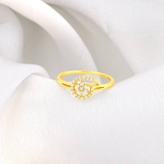 Giva 925 Sterling Silver Golden Star Is Born Ring,Fixed Size, Indian - 12, Us - 6| Gifts F : R01387