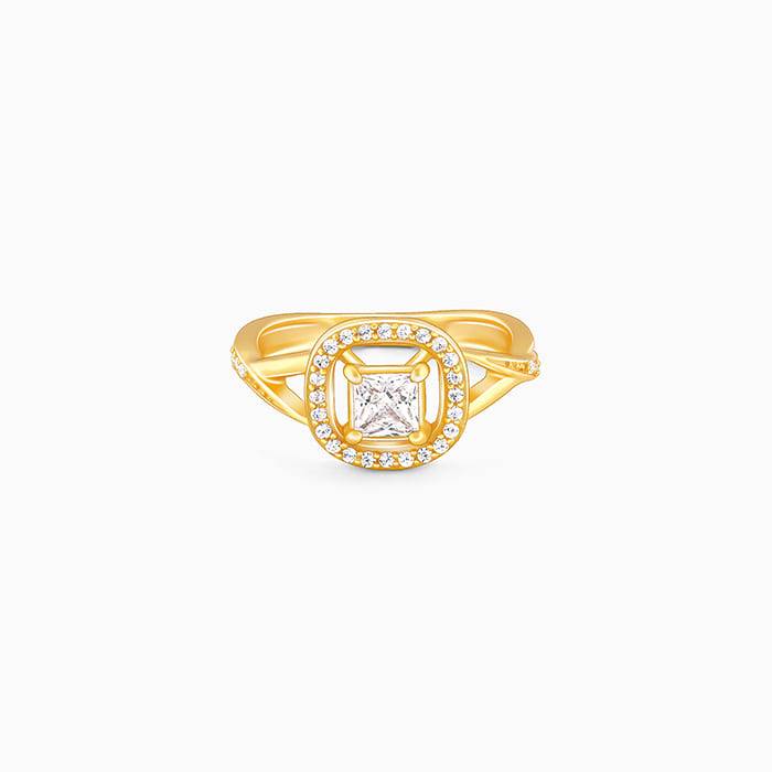 Giva 925 Sterling Silver Golden Beautiful Bliss Ring,Fixed Size,Indian - 12| Gifts For Wom : R01389