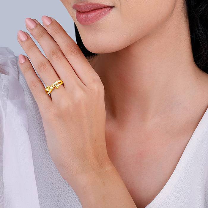Giva 925 Sterling Silver Golden Infinity Love Ring,Fixed Size Indian - 12, Us - 6 | Gifts  : R01390