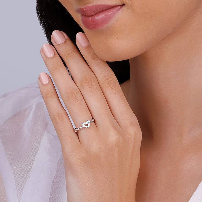 Giva 925 Sterling Heart Entwined Ring,Fixed Size,Indian - 11| Gifts For Women And Girls |  : R01404