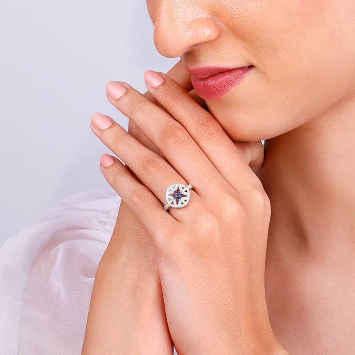 Giva 925 Sterling Silver Quatrefoil Radiance Ring,Fixed Size,Indian - 11| Gifts For Women  : R01405