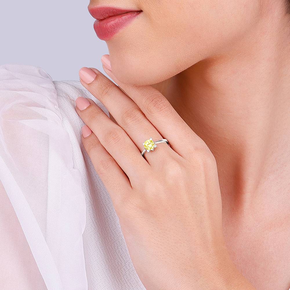 Giva 925 Sterling Silver Amber Bloom Ring, Adjustable : R01411