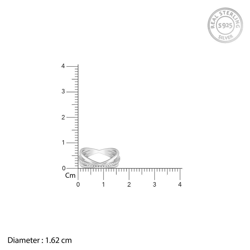 Giva 925 Sterling Silver Triple Interlocked Ring,Fixed Size,Indian - 11 : R01417