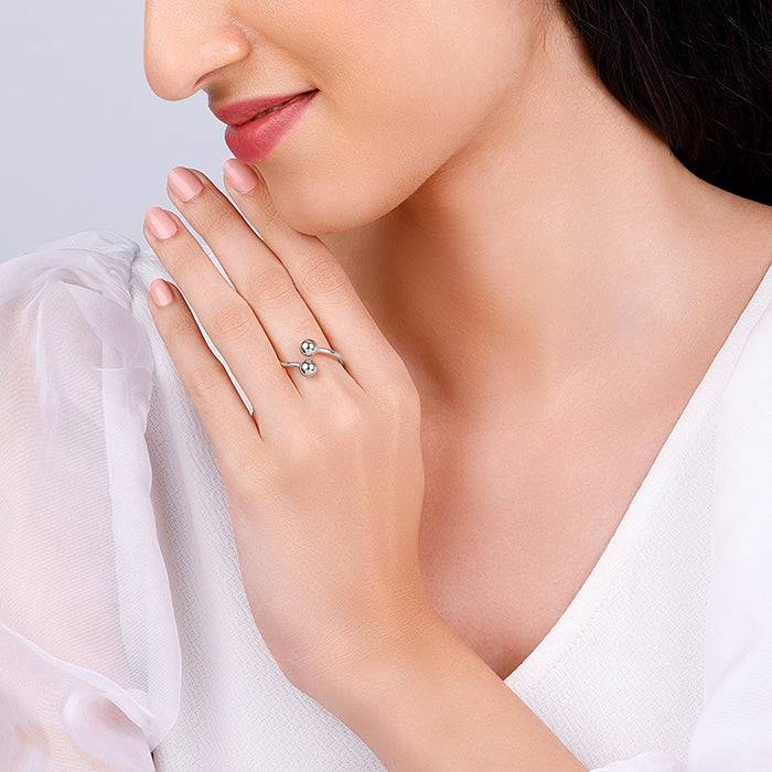 Giva 925 Sterling Silver Mingled Ring, Adjustable | Gifts For Women And Girls | With Certi : R01422