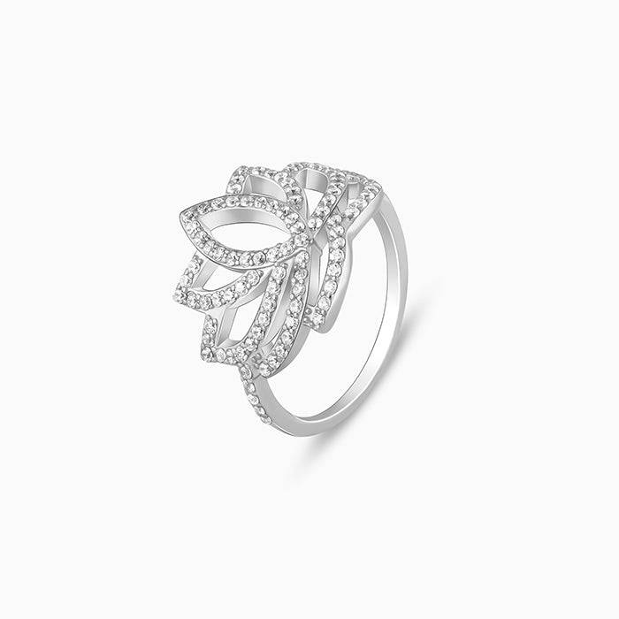 Giva 925 Sterling Silver Lotus Vibe Ring,Fixed Size,Indian - 12 | Gifts For Women And Girl : R01426