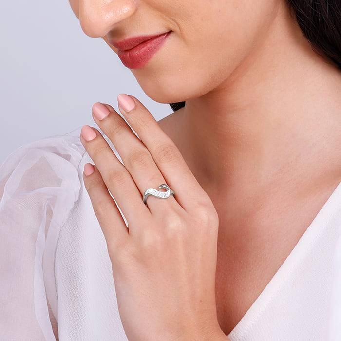 Giva 925 Sterling Silver Great Wave Ring,Fixed Size,Indian - 12| Gifts For Women And Girls : R01431