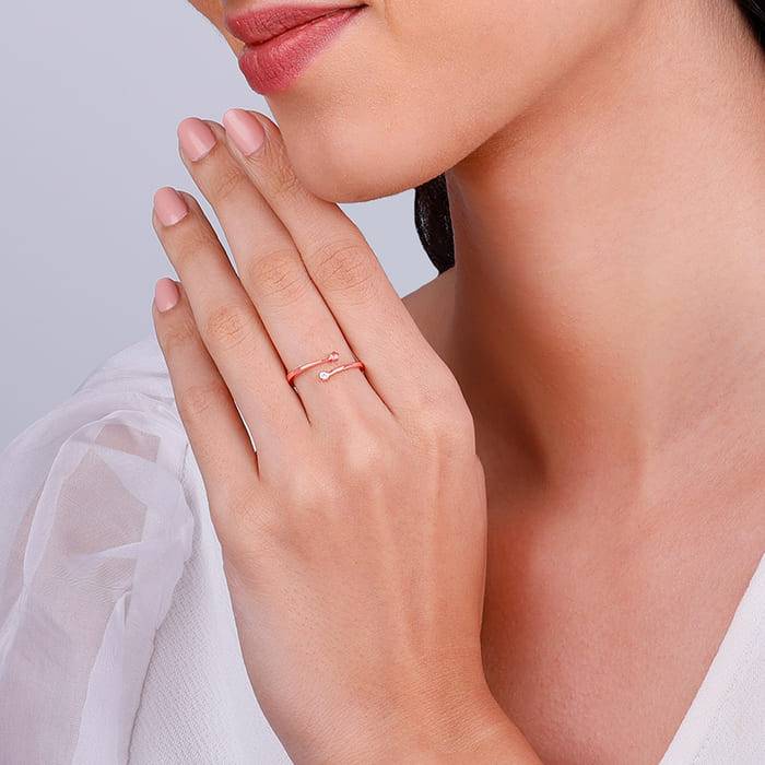 Giva 925 Sterling Silver Rose Gold Starlit Ring, Adjustable | Gifts For Women And Girls |  : R01433