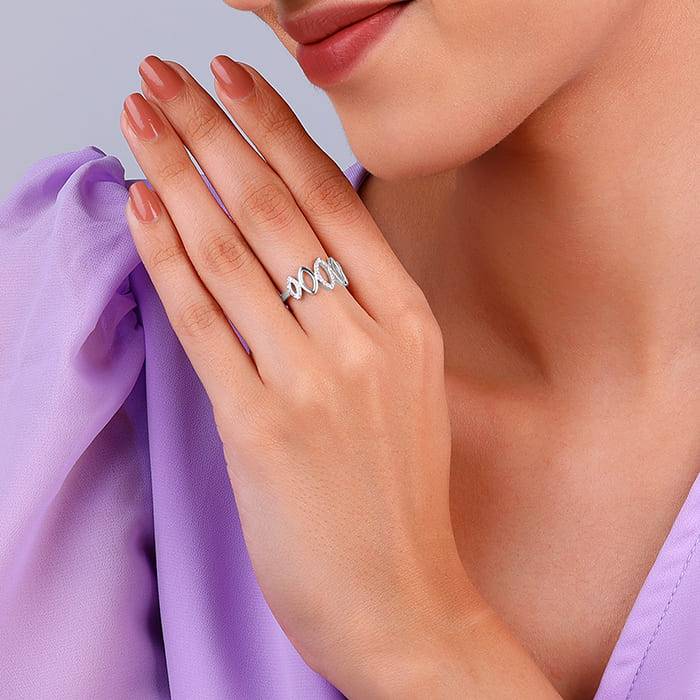 Giva 925 Sterling Silver Marquise Shape Ring,Fixed Size,Indian - 11 | Gifts For Women And  : R01437