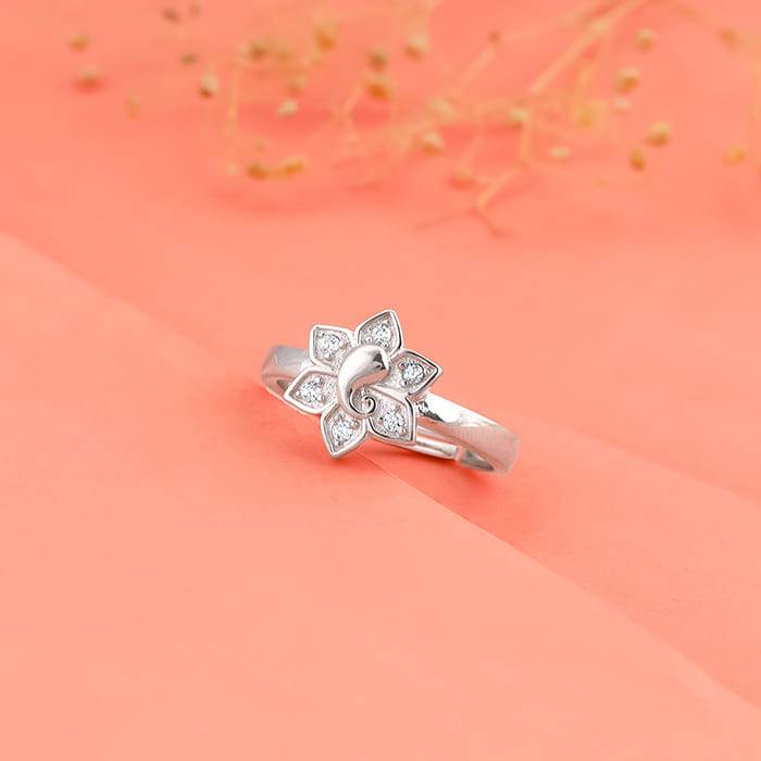Giva 925 Sterling Silver Ganesh Ring, Adjustable | Gifts For Women And Girls | With Certif : R01445