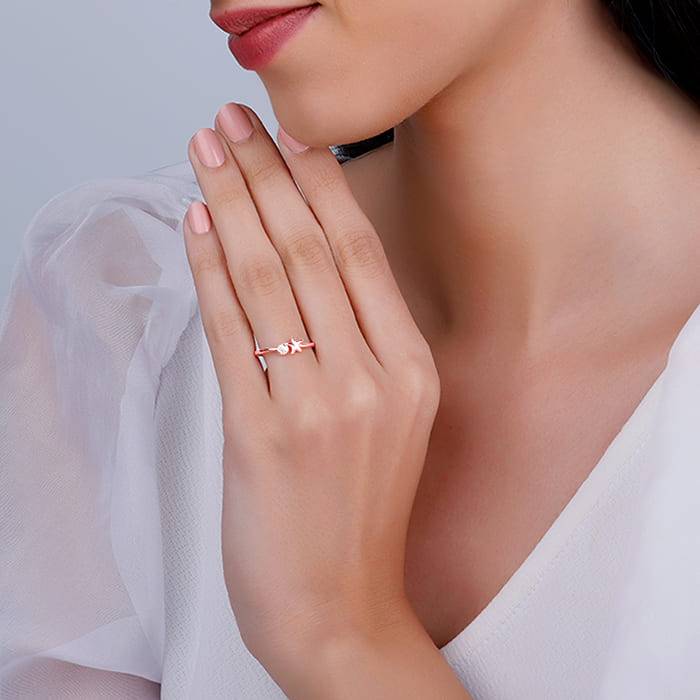 Giva 925 Sterling Silver Rose Gold Starry Dusk Ring, Adjustable | Gifts For Women And Girl : R01446