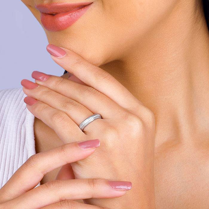 Giva 925 Sterling Silver Zircon Tiered Beauty Ring, Fixed Size,Indian - 12, Us - 6 | Gifts : R01453
