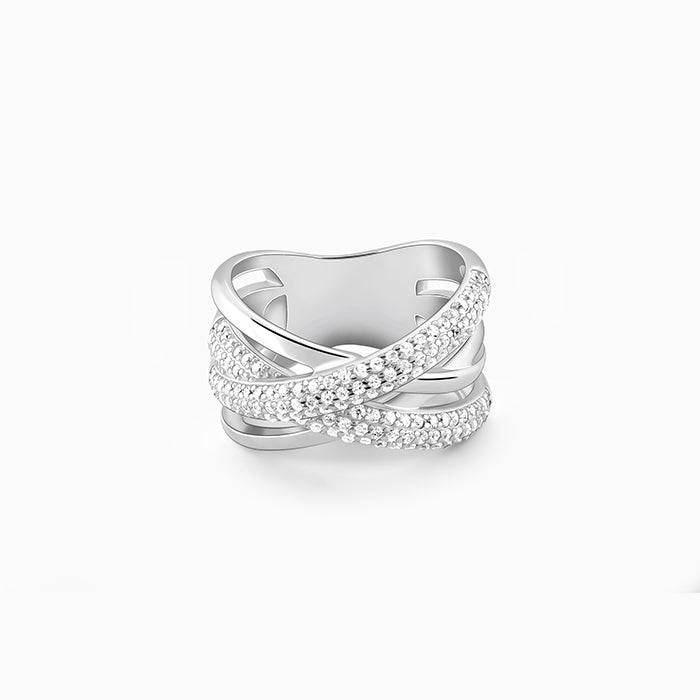 Giva 925 Sterling Silver Zircon Weave Ring,Fixed Size,Indian - 12 | Gifts For Women And Gi : R01463