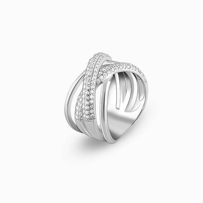 Giva 925 Sterling Silver Zircon Weave Ring,Fixed Size,Indian - 12 | Gifts For Women And Gi : R01463